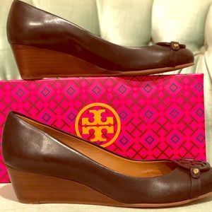 Tory Burch Black Mini Miller Wedge size 8
